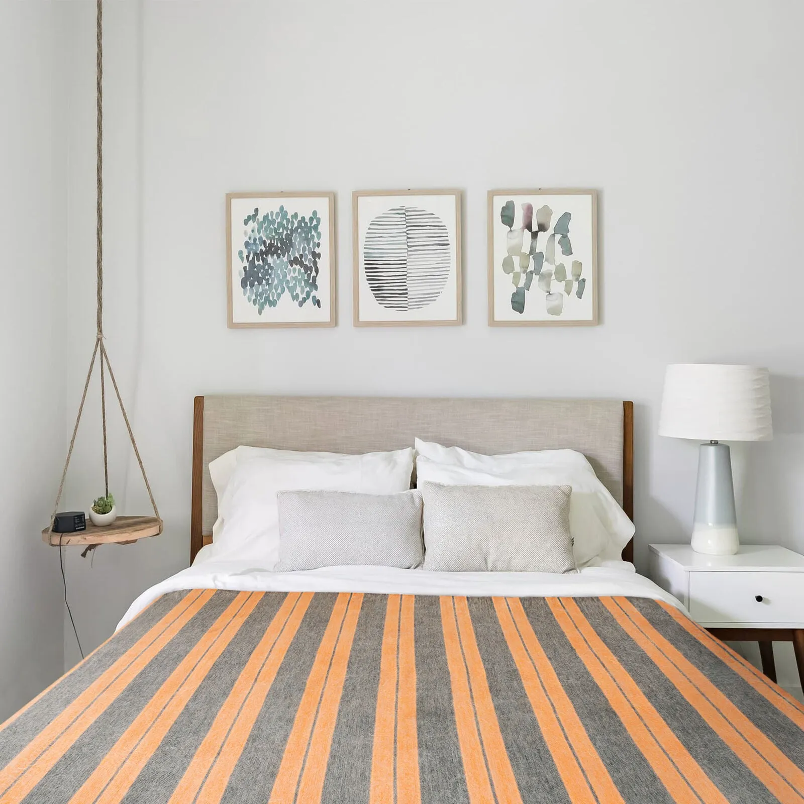 Pusanuma - Baby Alpaca Wool Throw Blanket / Sofa Cover - Queen 95 x 67 in - tiger stripes - orange/dark gray