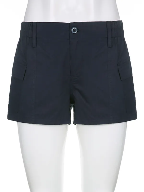 Raya New Hot Girl Street Retro Distressed Low Waist Asymmetric Pocket Workwear Casual Shorts