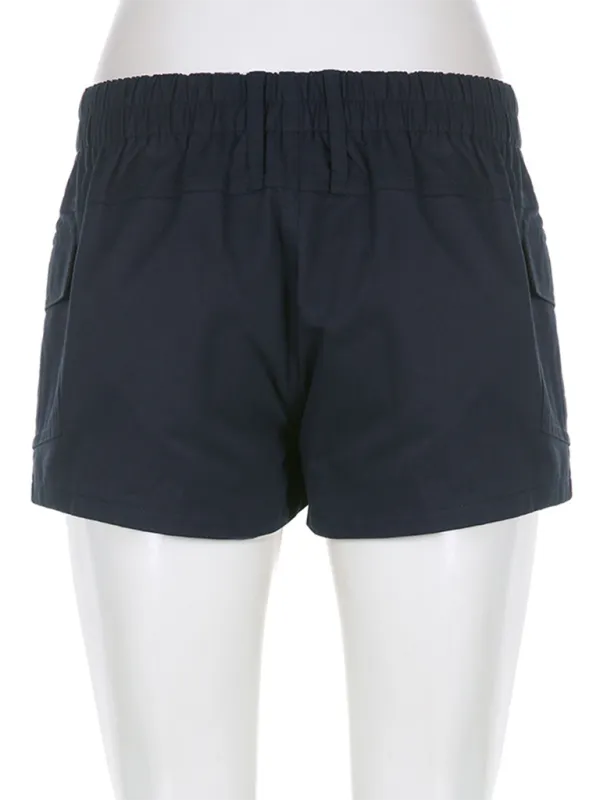 Raya New Hot Girl Street Retro Distressed Low Waist Asymmetric Pocket Workwear Casual Shorts