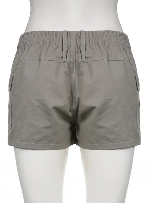 Raya New Hot Girl Street Retro Distressed Low Waist Asymmetric Pocket Workwear Casual Shorts