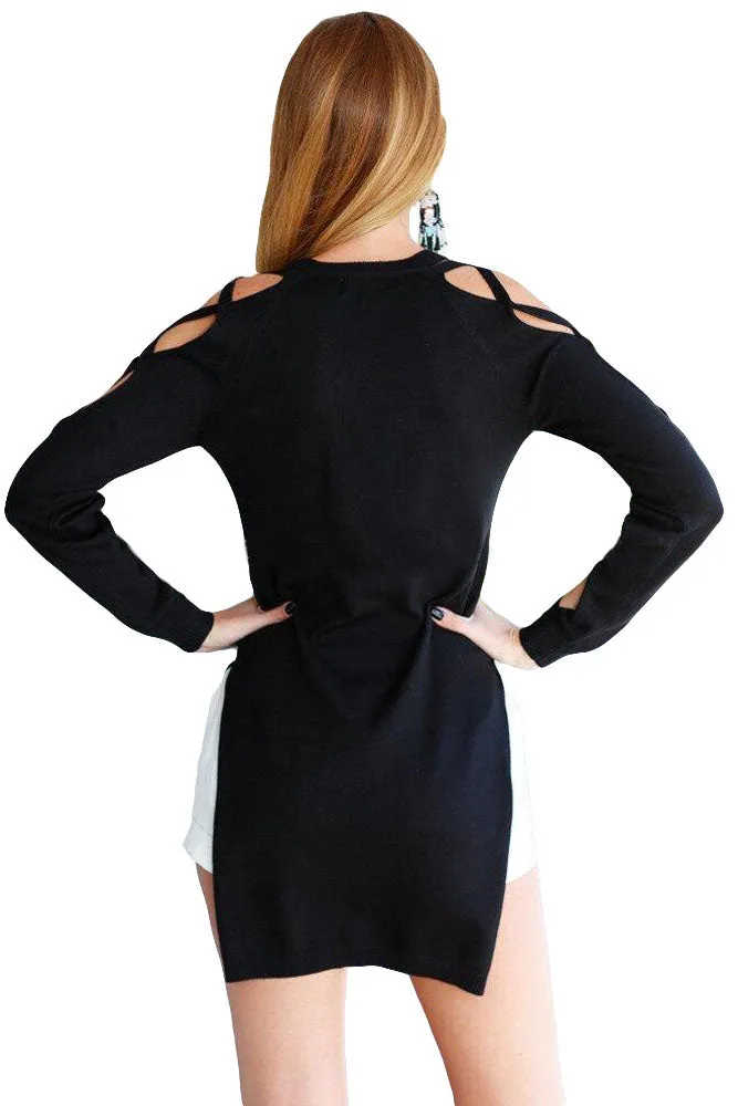 Sexy Fashionable V Neck Crisscross Hollow-out Long Sleeves Top