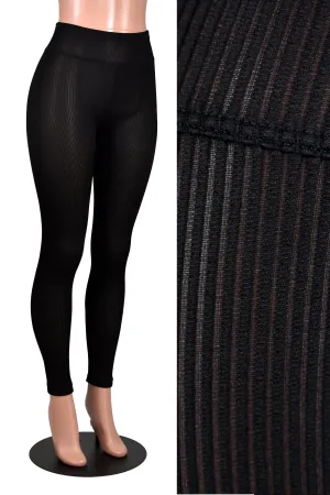 Sheer Black Mini Stripe Leggings