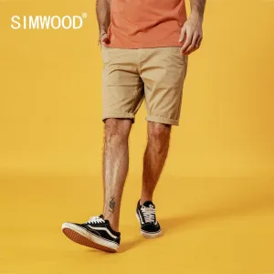 SIMWOOD 2021 Summer New Solid Shorts Men Cotton Slim Fit Knee Length