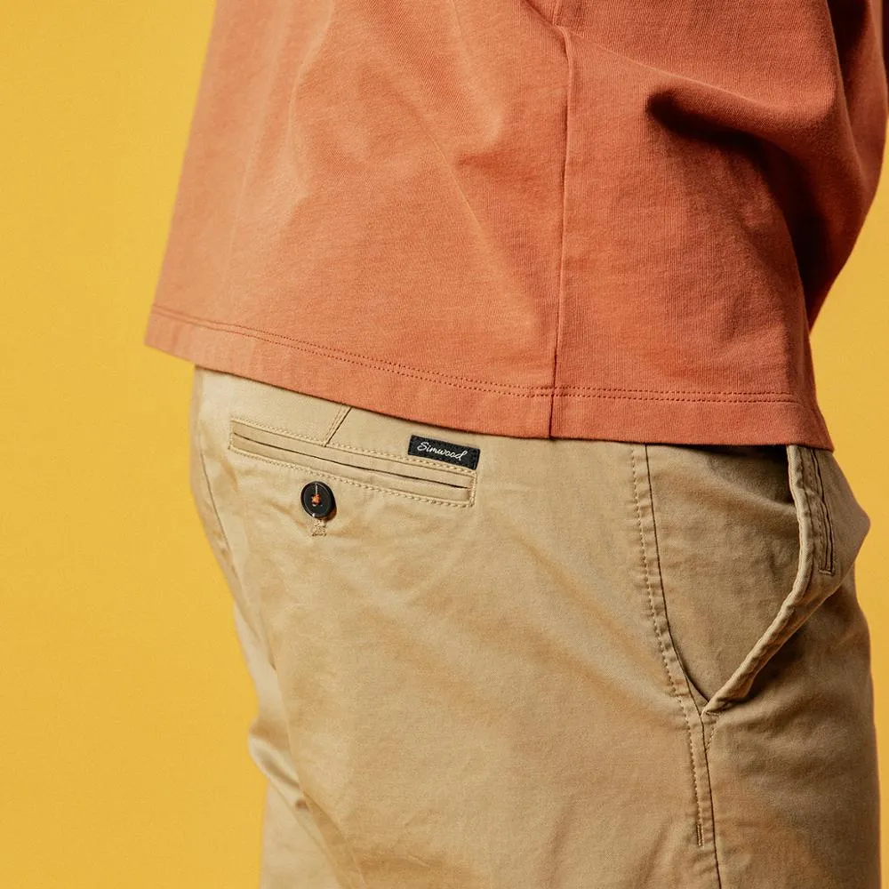 SIMWOOD 2021 Summer New Solid Shorts Men Cotton Slim Fit Knee Length