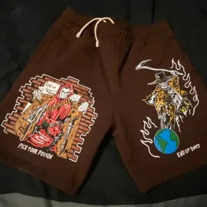 Skull print sports casual shorts