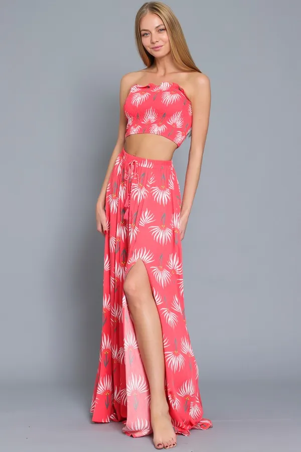 SMOCKED TUBE TOP AND HIGH WAISTED MAXI SKIRT SET - Virgin Island