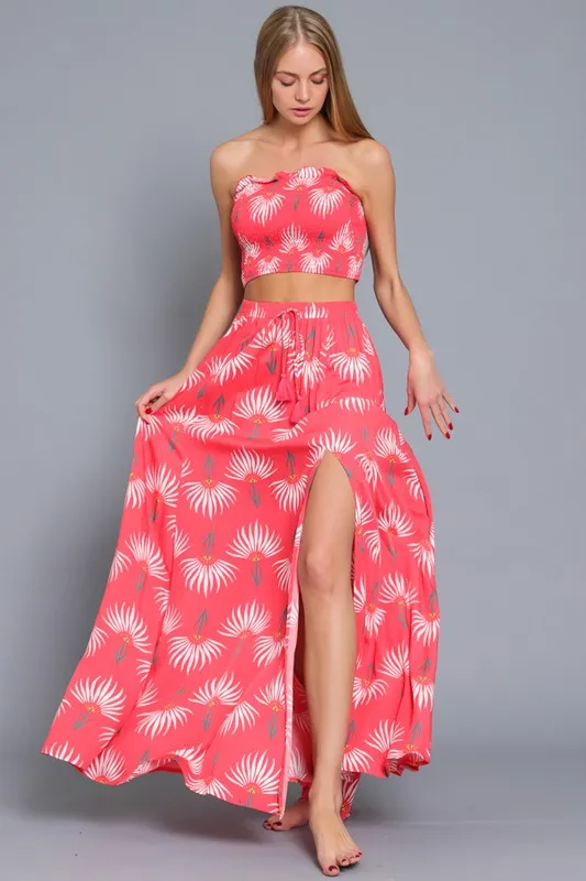 SMOCKED TUBE TOP AND HIGH WAISTED MAXI SKIRT SET - Virgin Island