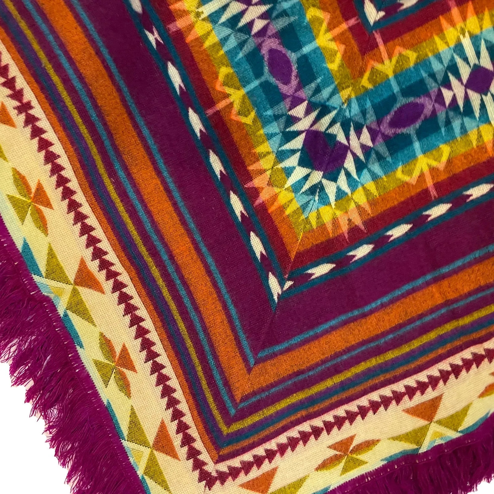 Sorbet OOAK Fringe Button Front Poncho