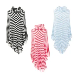 Stripe Fringe Poncho