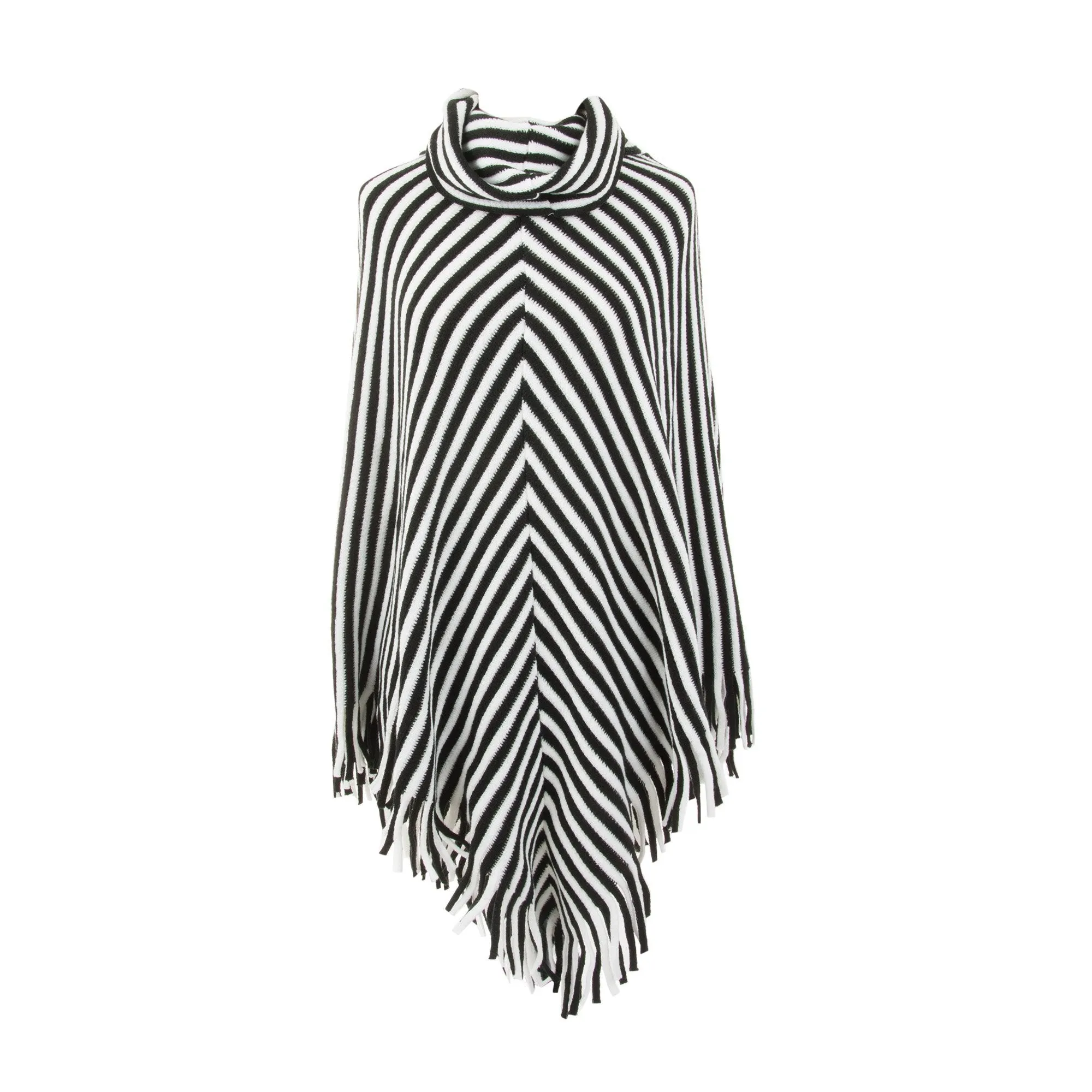 Stripe Fringe Poncho