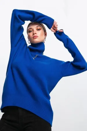 Stylish Warmth Vibrant Oversized Turtleneck Sweater