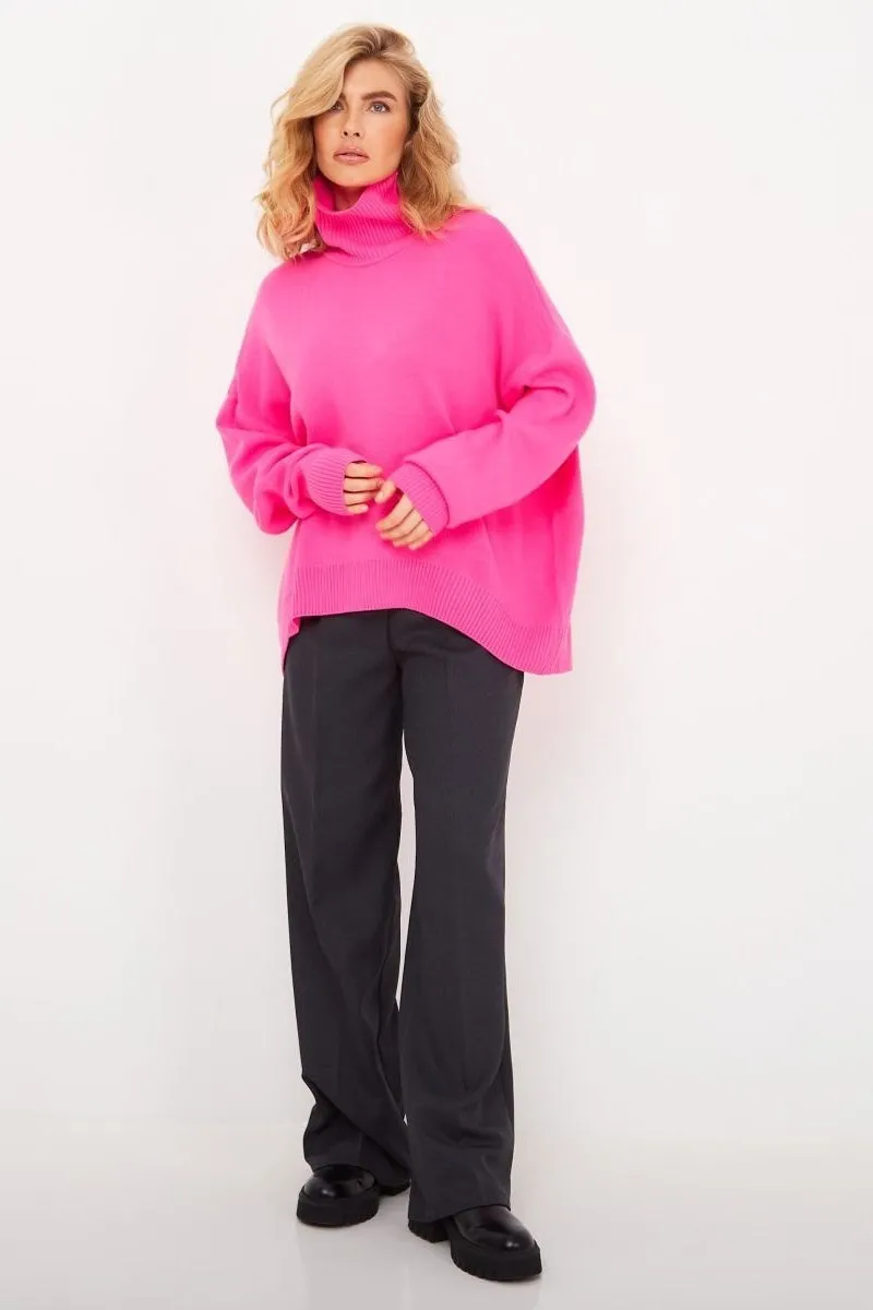 Stylish Warmth Vibrant Oversized Turtleneck Sweater