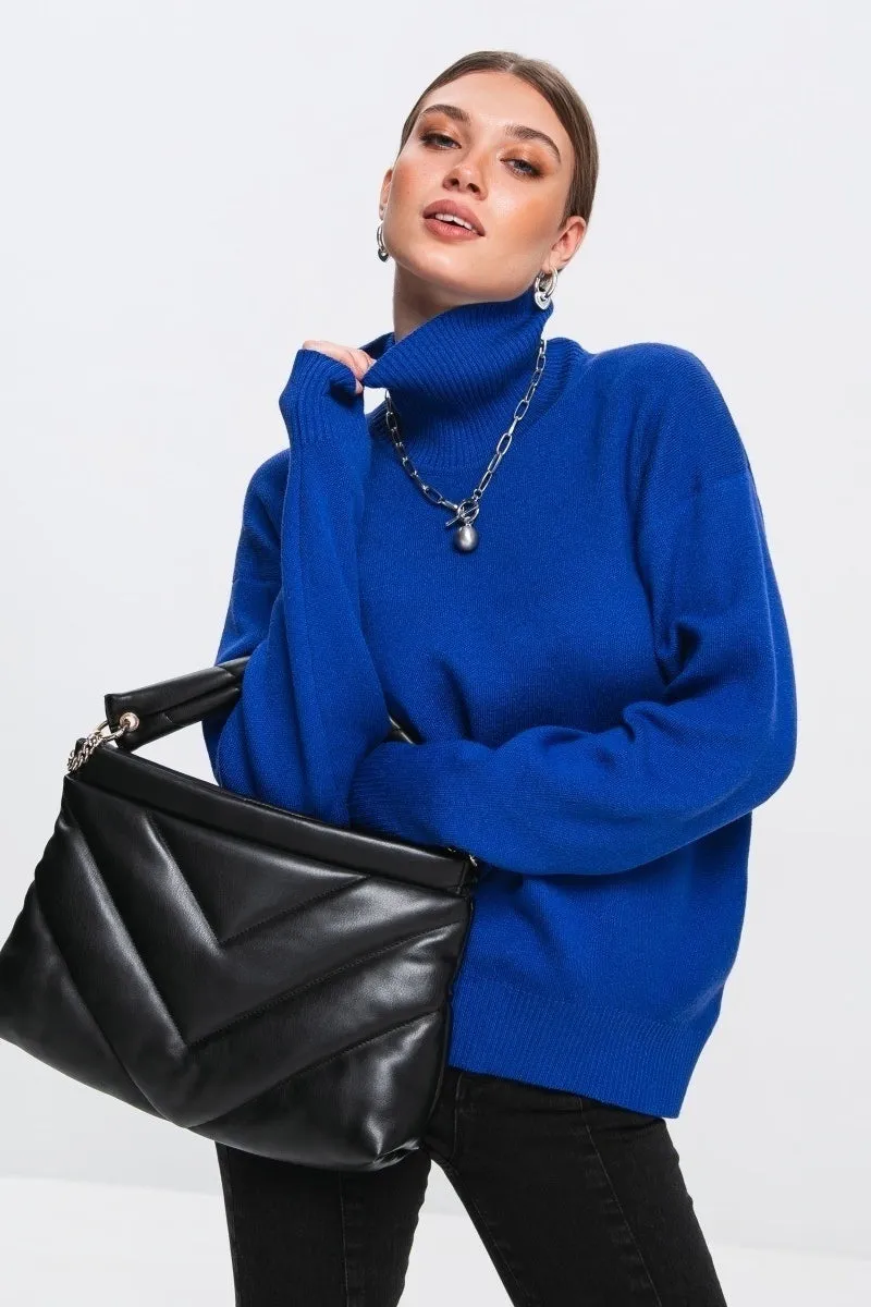 Stylish Warmth Vibrant Oversized Turtleneck Sweater