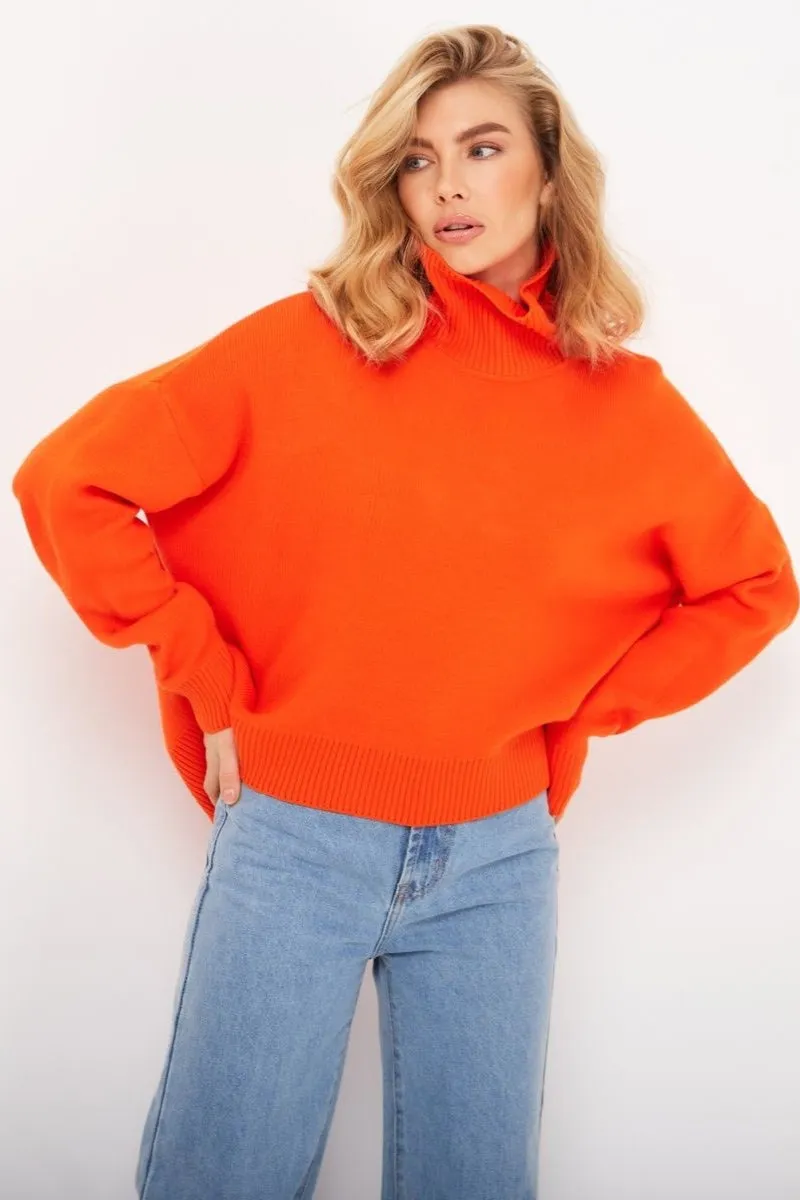 Stylish Warmth Vibrant Oversized Turtleneck Sweater