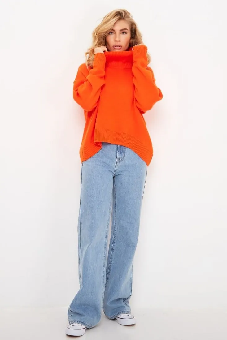 Stylish Warmth Vibrant Oversized Turtleneck Sweater