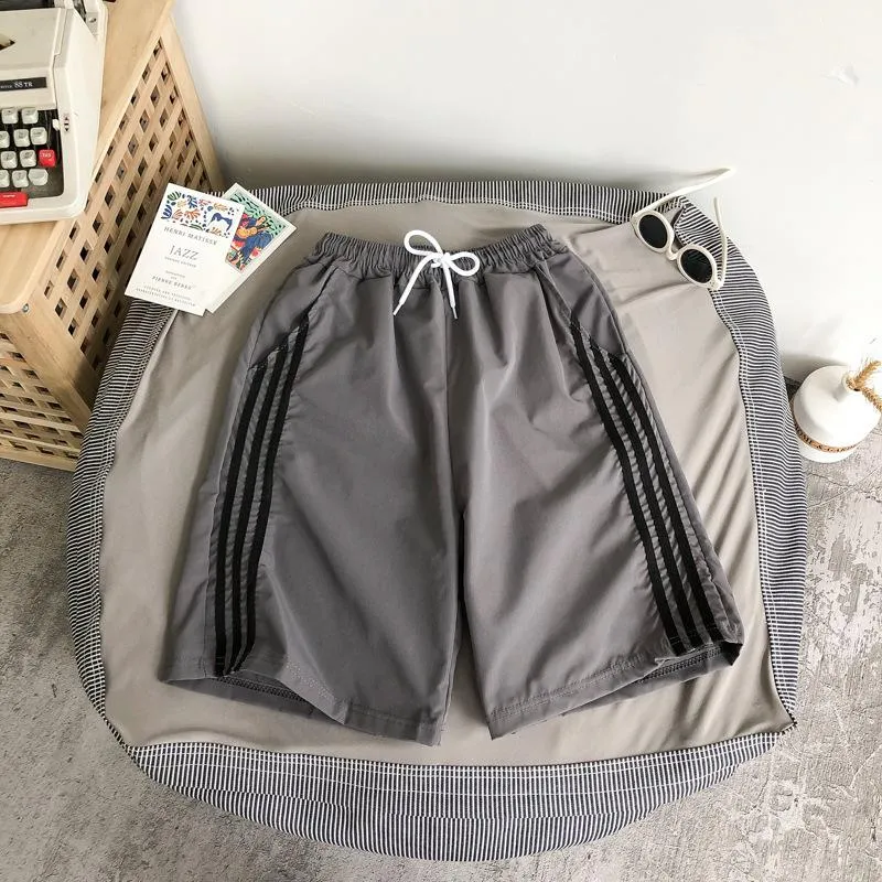 Trendy three-bar sweatpants loose five-point pants