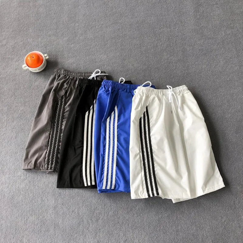 Trendy three-bar sweatpants loose five-point pants