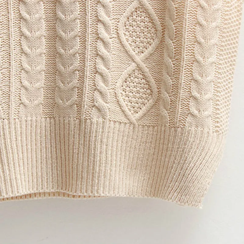Vest Women Solid Short Loose Trendy Korean Style Sleeveless Knitted V