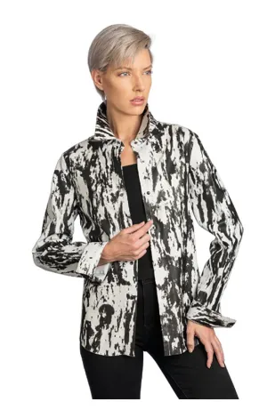 White and Black Leather Shirt with Snaps