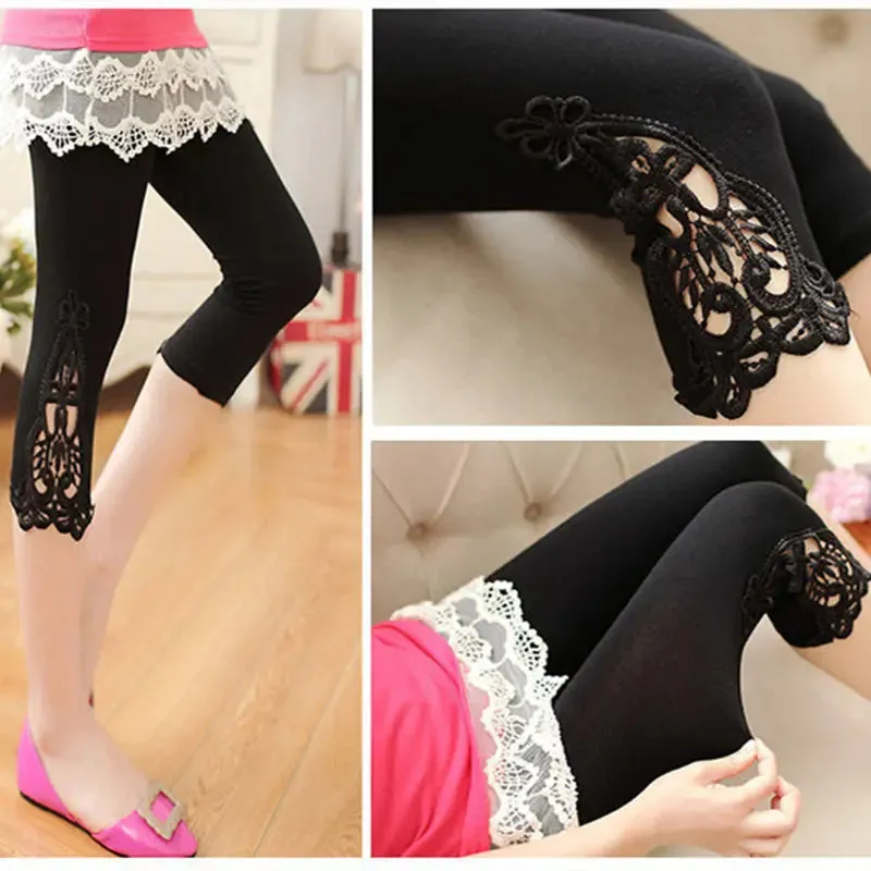 Women’s Summer Hollow Lace Capri Leggings