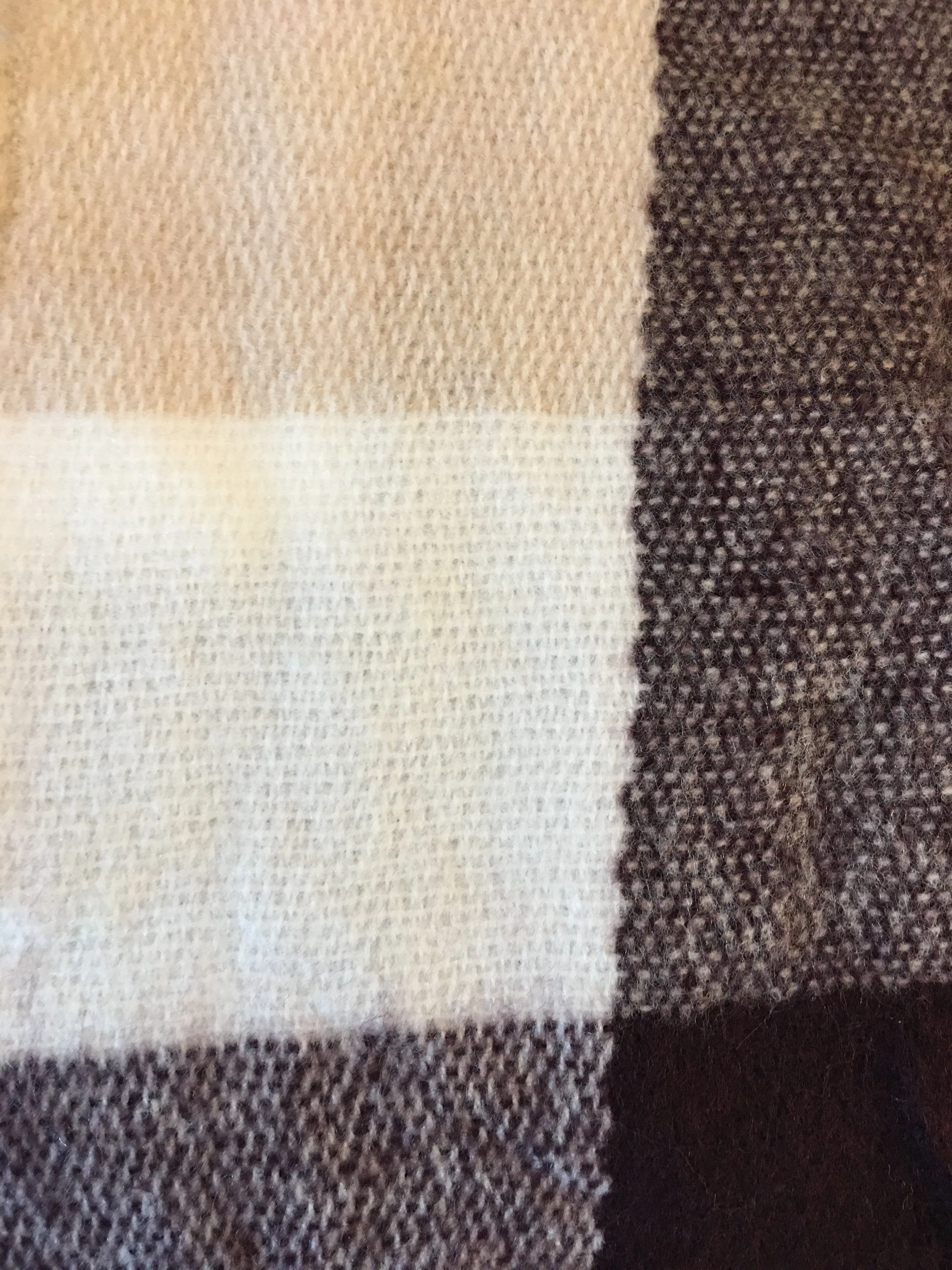 Womens Warm Beige Brown Plaid Sweater Poncho Shawl