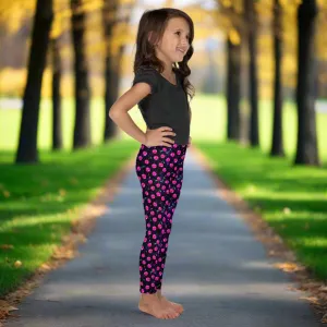 Y2K Cherry Print Kid's Leggings 2T-7 UV Protection with Four-way Stretch