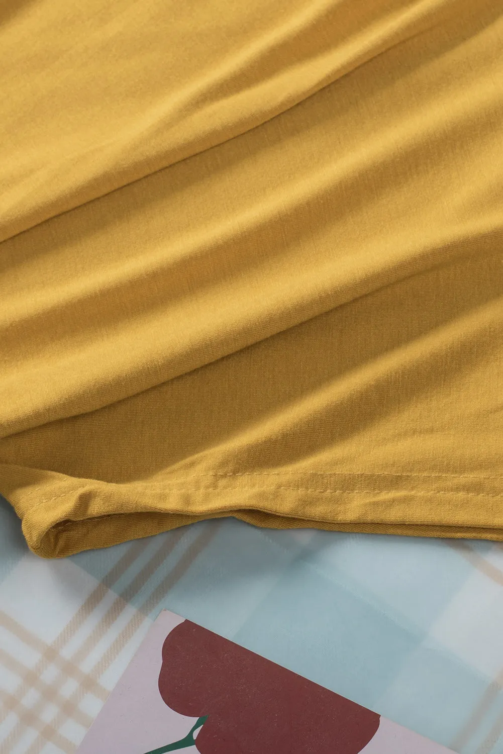 Yellow Off-The-Shoulder Slash Neck Casual Loose Fitting Top