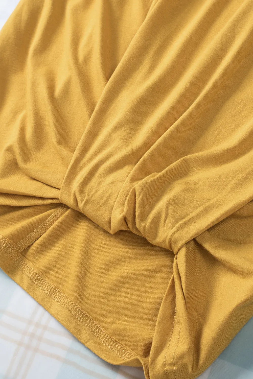 Yellow Off-The-Shoulder Slash Neck Casual Loose Fitting Top